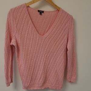 Talbots Light Pink V-Neck Sweater Size M